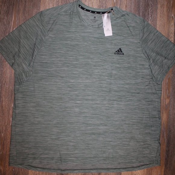 NWT ADIDAS MEN AEROREADY HEATHER GREEN BIG TALL T SHIRT - Picture 3 of 4